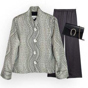 Caroline Rose Gold Chain Metallic Jacket Blazer SZ M